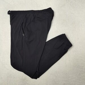 UNRL Jogger Pants Mens Medium Black Elastic Waist Drawstring Zip Pocket Stretch